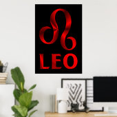 Symbool Red Leo Horoscope Poster (Thuiskantoor)