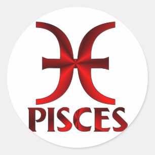 Symbool Red Pisces Horoscope Ronde Sticker