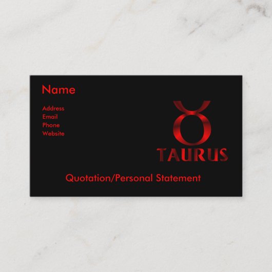 Symbool Red Taurus Horoscope Visitekaartje (Voorkant)