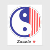 Symbool Red White en Blue Yin Yang Sticker (Vel)