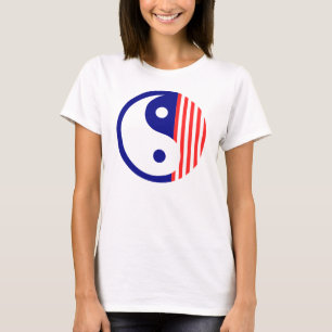 Symbool Red White en Blue Yin Yang T-shirt