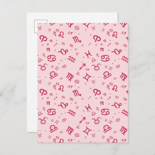 Symbool roze asstrologie dierentuin aankondigingskaart (Voorkant / Achterkant)