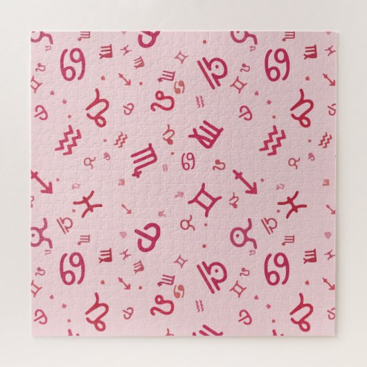 Symbool roze asstrologie dierentuin legpuzzel (Horizontaal)