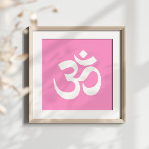 Symbool Roze en Witte Om Poster