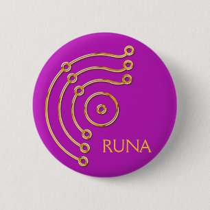 Symbool RUNA/GOLD, RUNA magenta Ronde Button 5,7 Cm
