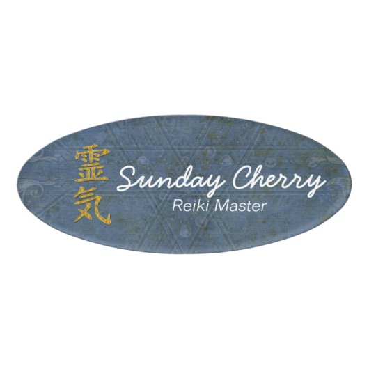 Symbool / Sign REIKI gold + je rug. en ideeën Naambadge (Voorkant)