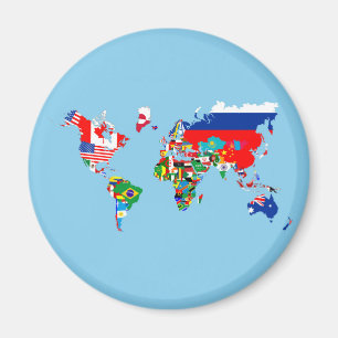 Symbool silhouet van de vlag van het wereldkaart l magneet