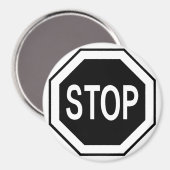 Symbool stoppen - zwart op wit magneet (Voorkant / Achterkant)