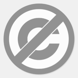 Symbool tegen auteursrecht voor publiek domein ronde sticker