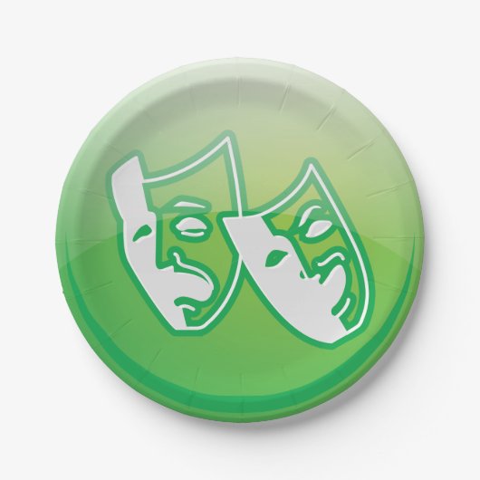 Symbool theatermasker papieren bordje (Voorkant)