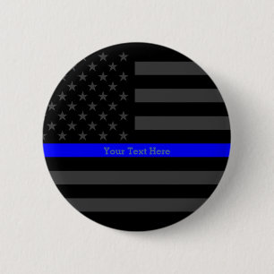 Symbool Thin Blue Line Persoonlijke zwarte Amerika Ronde Button 5,7 Cm