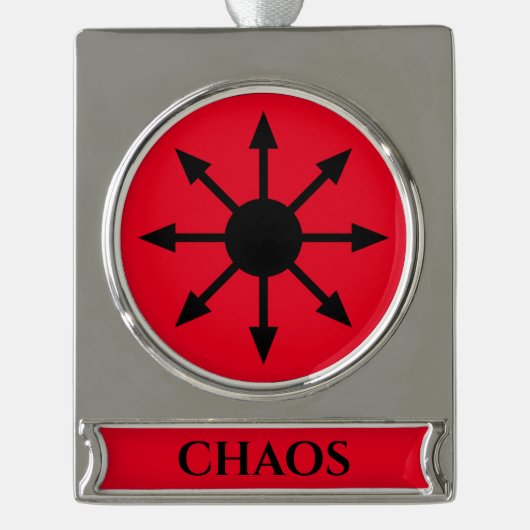 Symbool van Chaos Verzilverd Banner Ornament (Voorkant)