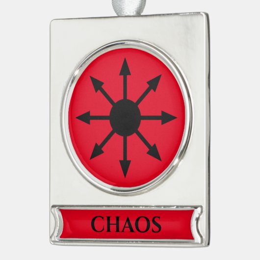 Symbool van Chaos Verzilverd Banner Ornament (Links)