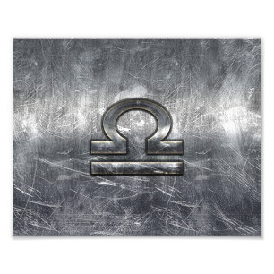 Symbool van de galg Zodiac in zilvergrijsstaal Foto Afdruk