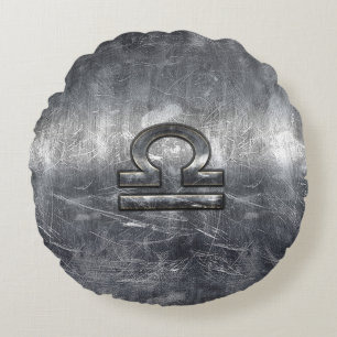 Symbool van de galg Zodiac in zilvergrijsstaal Rond Kussen