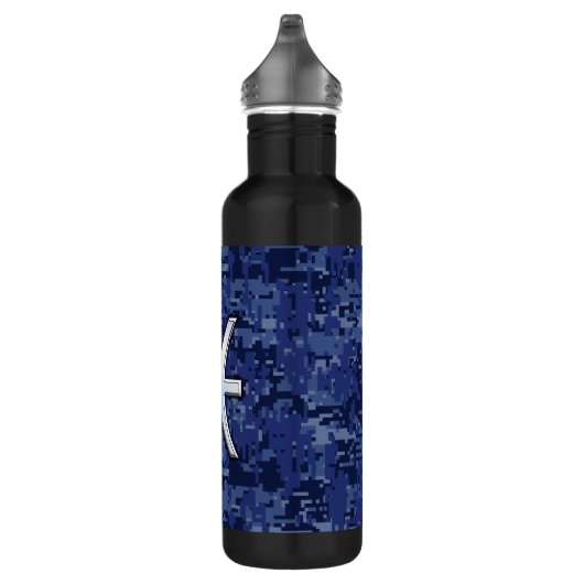 Symbool van de pisces Zodiac op Navy Blue Digital Waterfles (Rechts)