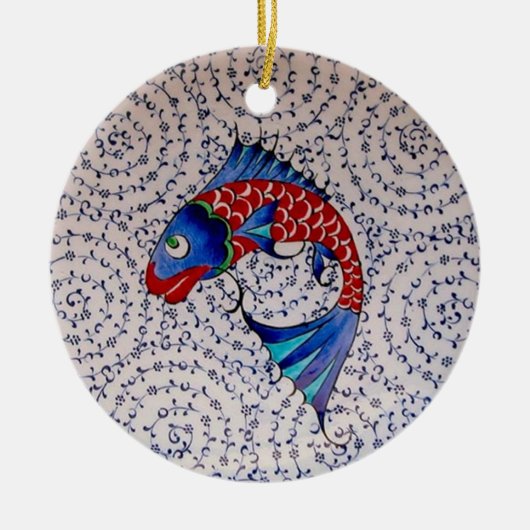 Symbool van Fortune Good Luck Koi Fish Keramisch Ornament (Voorkant)