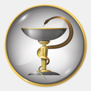 Symbool van het geneesmiddel slang ronde sticker