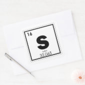 Symbool van het zwavelelement, scheikundige formul vierkante sticker (Envelop)
