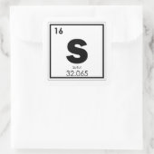 Symbool van het zwavelelement, scheikundige formul vierkante sticker (Tas)