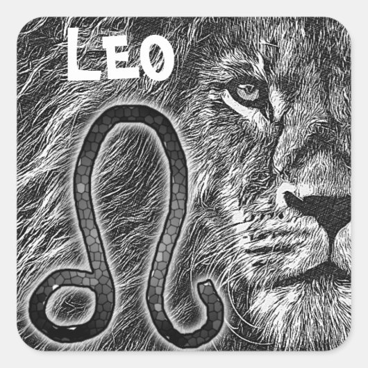 Symbool van Horoscope Sign Leo Vierkante Sticker (Voorkant)