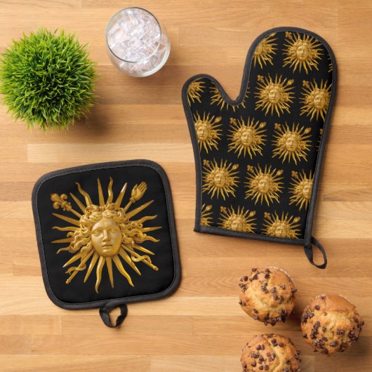 Symbool van Louis XIV de Sun King Ovenwant & Pannenlap Set (Top down)