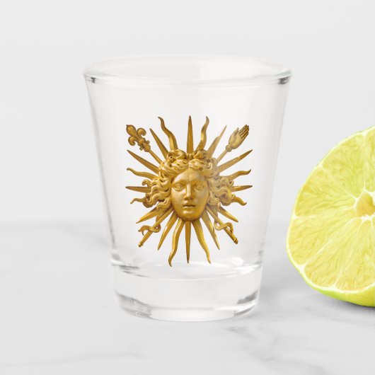 Symbool van Louis XIV de Sun King Shot Glas (Voorkant)