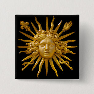 Symbool van Louis XIV de Sun King Vierkante Button 5,1 Cm