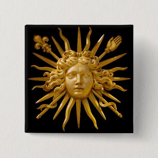 Symbool van Louis XIV de Sun King Vierkante Button 5,1 Cm (Voorkant)
