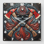 Symbool van moed en brandbeveiliging vierkante klok (Voorkant)