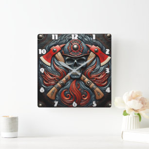 Symbool van moed en brandbeveiliging vierkante klok