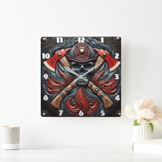 Symbool van moed en brandbeveiliging vierkante klok (Huis)