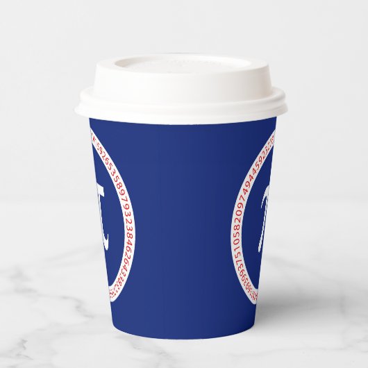 Symbool van pi in Cirkel op Navy Blue Papieren Bekers (Links)