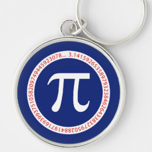 Symbool van pi in Cirkel op Navy Blue Sleutelhanger