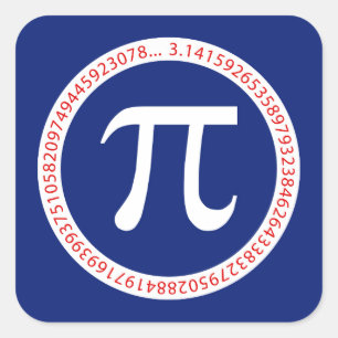Symbool van pi in Cirkel op Navy Blue Vierkante Sticker