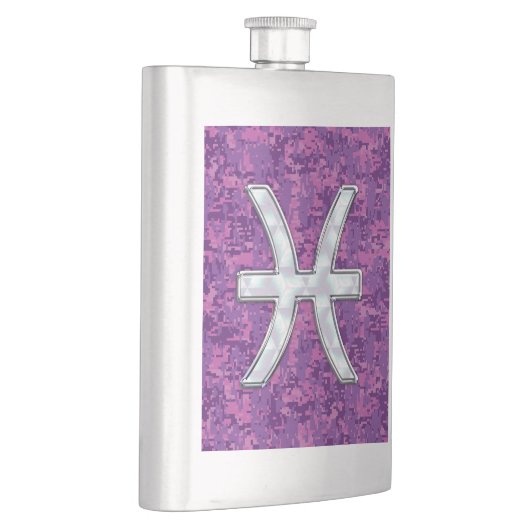 Symbool van Pisces Zodiac op Fuchsia Digital Camo Flacon (Rechts)