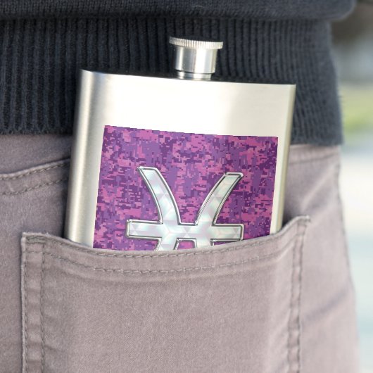 Symbool van Pisces Zodiac op Fuchsia Digital Camo Flacon (Voorbeeld)