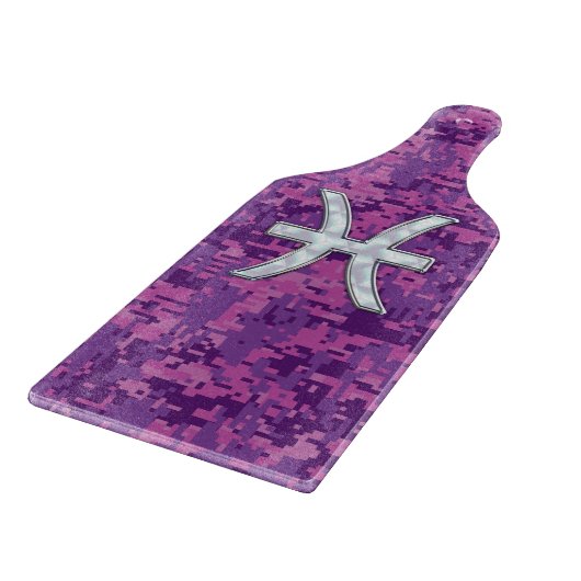 Symbool van Pisces Zodiac op Fuchsia Digital Camo Snijplank (Hoek)