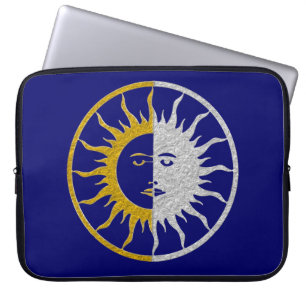 Symbool van zon en maan - goud zilver laptop sleeve