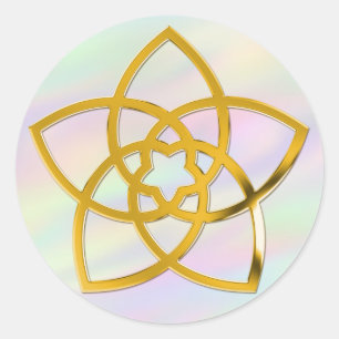 Symbool Venus Flower/GOLD gekleurd licht Ronde Sticker