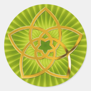 Symbool Venus Flower/GOLD lichtgroen Ronde Sticker