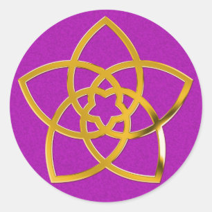 Symbool Venus Flower/GOLD magenta splatter Ronde Sticker