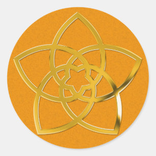 Symbool Venus Flower/GOLD oranje splaatstes Ronde Sticker