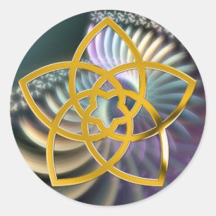 Symbool Venus Flower/GOLD   zachte energie Ronde Sticker
