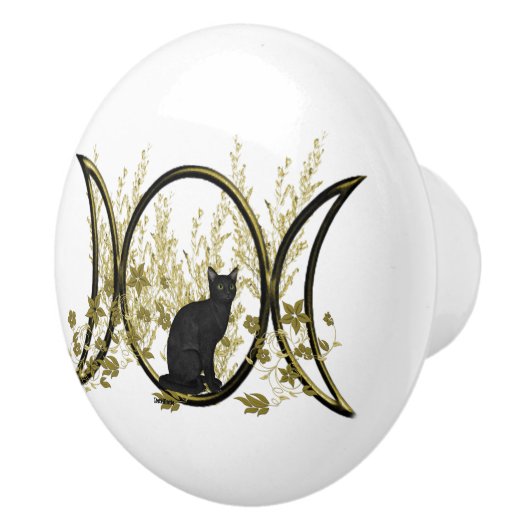 Symbool voor drieduizend zwarte kattevoet keramische knop (Rechts)