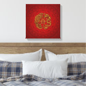 Symbool voor dubbel geluk met Phoenix en Dragon Canvas Afdruk (Insitu (Slaapkamer))