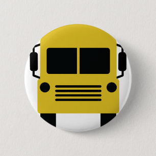 symbool voor gele schoolbus ronde button 5,7 cm