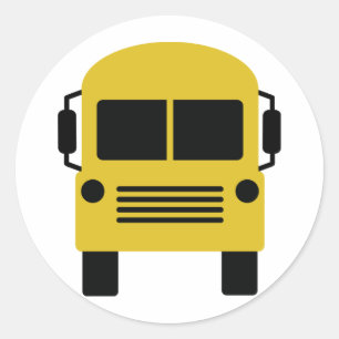 symbool voor gele schoolbus ronde sticker