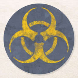 Symbool voor gevaar bij vervorming ronde kartonnen onderzetter