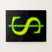 Symbool voor groene en gele dollar legpuzzel (Horizontaal)